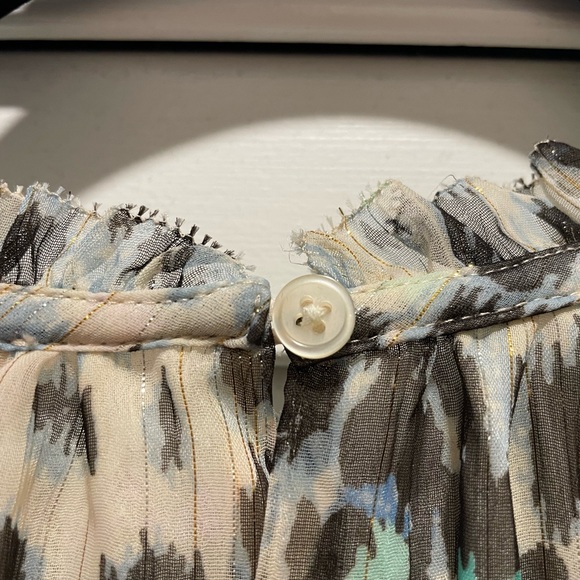 NWT Loft Shimmer Animal Print Ruffle Shell, Large - Picture 5 of 8